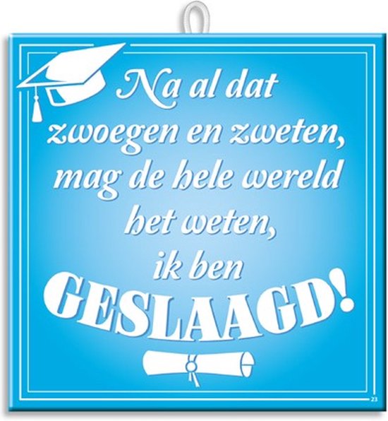Tegel - Geslaagd / diploma - Slogan