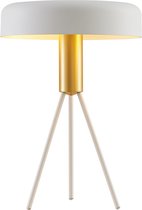 Lucande - tafellamp - 2 lichts - metaal - H: 50 cm - E27 - wit, geborsteld messing