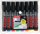 Uni marker voor flipchart Prockey PM-122, etui met 8 stuks, geassorteerde kleuren