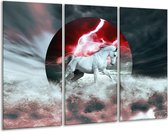 GroepArt - Schilderij -  Paard - Rood, Grijs, Wit - 120x80cm 3Luik - 6000+ Schilderijen 0p Canvas Art Collectie