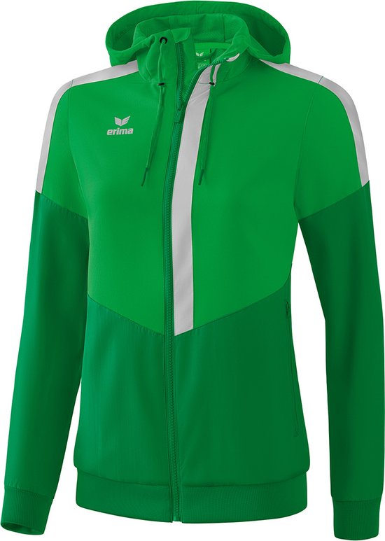 Erima Squad Tracktop Jack Met Capuchon Dames Fern Green-Smaragd-Zilver Grijs Maat 44