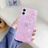 Shell Texture Marble Half Edging TPU beschermhoes voor iPhone 12 mini (roze)