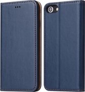 Fierre Shann PU lederen textuur horizontale flip lederen tas met houder & kaartsleuven & portemonnee voor iPhone 8/7 / SE 2020 (blauw)