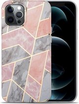 Splicing Marble Pattern TPU beschermhoes voor iPhone 12 mini (roze grijs)