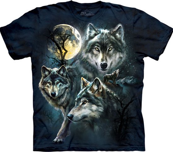 The Mountain T-shirt Moon Wolves Collage T-shirt unisexe 3XL
