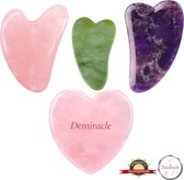 Demiracle® Gua Sha Love Bundel – 100% echte Rose Quartz, Amethis en Jade – Edelstenen – Massagehulpmiddel – Gezichtsmassage – Massage – Ontspanning – Kwaliteit
