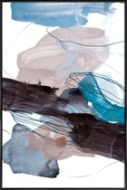 JUNIQE - Poster in kunststof lijst Blauw en Grijs - abstract -20x30