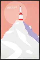 JUNIQE - Poster in kunststof lijst Mont Blanc -40x60 /Grijs & Roze