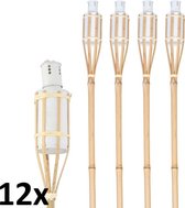 12 stuks Bamboe tuinfakkels 120 cm, fakkels wit