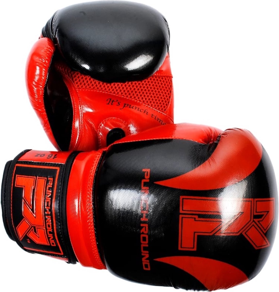 Punch Round Bokshandschoenen SLAM Pin Dott Zwart Rood - 16 OZ