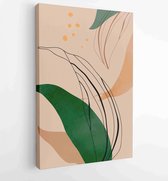 Botanical wall art vector set. Golden foliage line art drawing with watercolor 3 - Moderne schilderijen – Vertical – 1931500538 - 80*60 Vertical