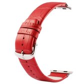 Kakapi voor Apple Watch 42mm Krokodil textuur klassieke gesp lederen horlogeband met connector (rood)