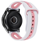 Voor Samsung Galaxy horloge 46 mm tweekleurige siliconen open band, stijl: type B (wit roze)