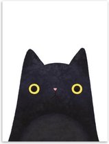 Leuke kat en avatar Poster Print Canvas schilderij Home Art decoratie, afmeting: 21 × 30cm (zwart)