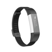 Voor Fitbit Alta / Alta HR / ACE horlogeknop mesh metalen vervangende band horlogeband, maat: L (zwart)