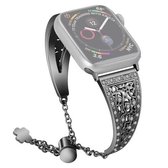 Voor Apple Watch Series 5 & 4 40 mm / 3 & 2 & 1 38 mm bloempatroon verstelbare B-stijl polsband (zwart)
