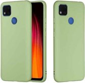 Voor Geschikt voor Xiaomi Redmi 9C Pure Color vloeibare siliconen schokbestendige volledige dekking beschermhoes (groen)