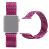 Eenvoudige mode nylon horlogeband voor Apple Watch-serie 5 & 4 44 mm / 3 & 2 & 1 42 mm, met magische stok (roodpaars)