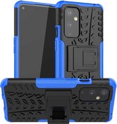 Voor OnePlus 9 Tyre Texture Shockproof TPU + PC beschermhoes met houder (blauw)