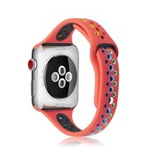 Regenboog siliconen horlogeband voor Apple Watch Series 6 & SE & 5 & 4 44 mm / 3 & 2 & 1 42 mm (rood)