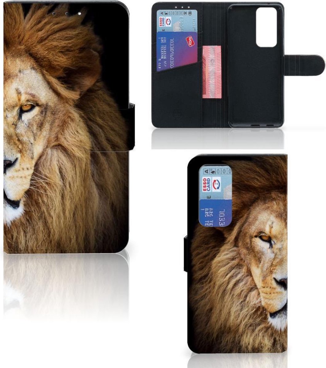 OPPO Find X3 Neo 5G Telefoonhoesje met Pasjes Leeuw