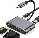 USB C Hub - 4-in-1 - Grijs