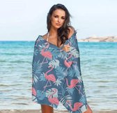 Strand laken Flamingo - Trendy - Rechthoekig - Microvezel - Ook te gebruiken als zwembad kleedje, campingkleedje, parkkleedje -  Zomer - 160 x 80 cm