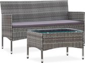 Medina 2-delige Loungeset met kussen poly rattan grijs