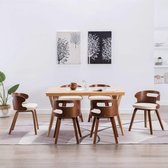 Medina Eetkamerstoelen 6 st gebogen hout en kunstleer crème