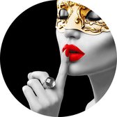 Golden masked woman - Foto op Behangcirkel - ⌀ 60 cm