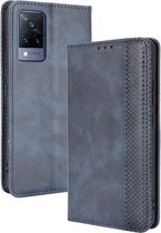 Voor vivo V21 5G/4G Magnetische Gesp Retro Crazy Horse Textuur Horizontale Flip Lederen Case met Houder & Kaartsleuven & Fotolijst (Blauw)