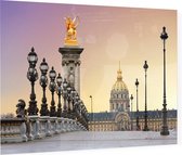 Zonsopgang op de Pont Alexandre III over de Seine in Parijs - Foto op Plexiglas - 60 x 40 cm