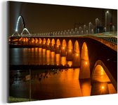 Wanddecoratie Metaal - Aluminium Schilderij Industrieel - Licht - Brug - Nijmegen - 180x120 cm - Dibond - Foto op aluminium - Industriële muurdecoratie - Voor de woonkamer/slaapkamer