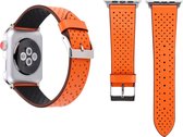 By Qubix Dot Pattern Leren bandje - Oranje - Geschikt voor Apple Watch 42mm - 44mm - 45mm - Ultra - 49mm - Compatible Apple watch bandje - smartwatch