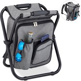 Chaise de camping pliable et portable avec sac - Légère et stable - Tabouret sac à dos - Grijs - Dimensions : 43x35x29 cm