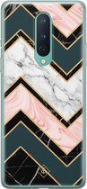 OnePlus 8 hoesje siliconen - Marmer triangles | OnePlus 8 case | multi | TPU backcover transparant