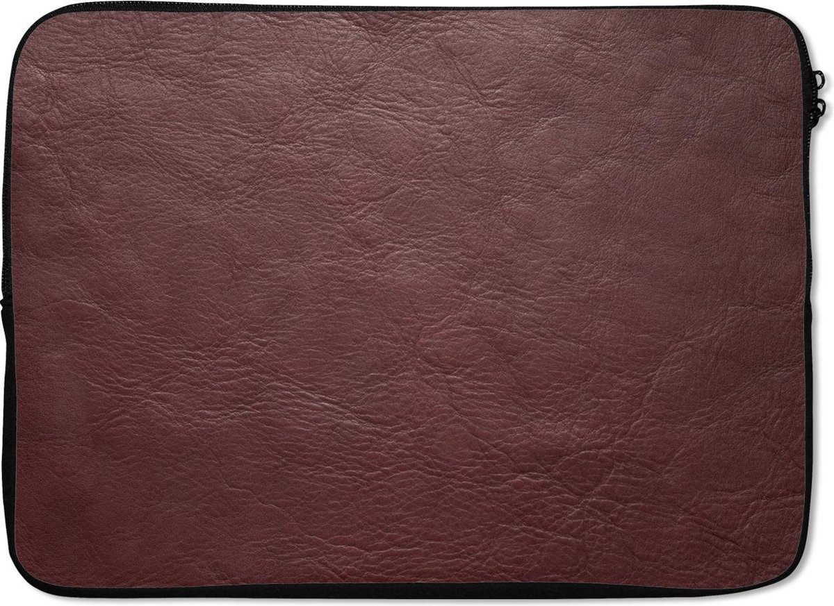 Laptophoes 13 inch - Bruine Lederen print - Laptop sleeve - Binnenmaat 32x22,5 cm - Zwarte achterkant
