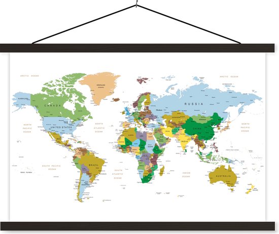 Affiche textielposter mappemonde abstraite aux tons de terre 150x100 cm