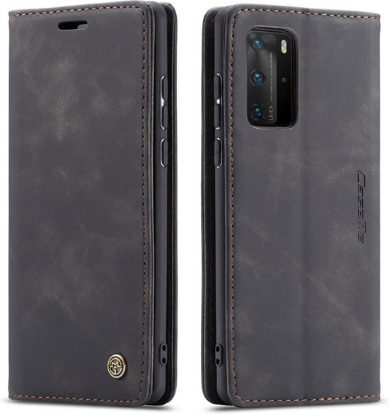 CaseMe - Coque Huawei P40 Pro - Étui portefeuille - Fermeture magnétique - Zwart