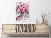 Doe-het-zelf op canvas schilderen - Pink Bouquet-40x60