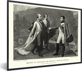 Fotolijst incl. Poster - Illustratie van Napoleon Bonaparte met twee mannen in het zwart-wit - 40x30 cm - Posterlijst