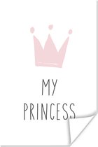 Illustration avec la citation Ma princesse et une couronne rose 20x30 cm - petite