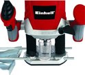 Einhell bovenfrees met rode behuizing en zilveren basis, met "4 SPEED" aanduiding.