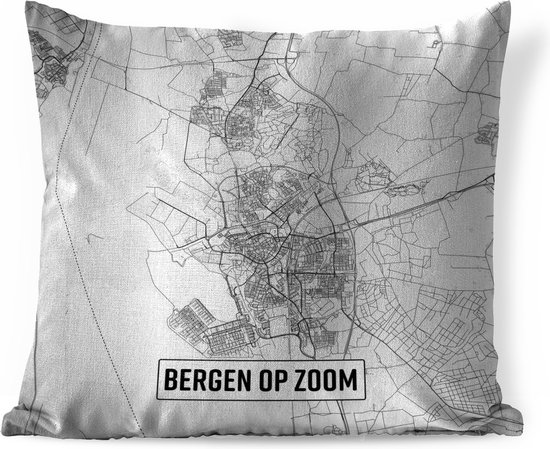 Sierkussens - Kussen - Stadkaart Bergen op Zoom - 40x40 cm - Kussen van katoen