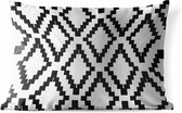 Buitenkussens - Tuin - Luxe patroon gemaakt van gekartelde ruiten op een witte achtergrond - 50x30 cm