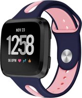 Siliconen Smartwatch bandje - Geschikt voor  Fitbit Versa / Versa 2 duo sport band - donkerblauw/roze - Maat: L - Horlogeband / Polsband / Armband