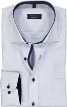 ETERNA comfort fit overhemd - mouwlengte 7 - structuur heren overhemd - lichtblauw met wit (donkerblauw contrast) - Strijkvrij - Boordmaat: 40
