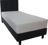 Bedworld Boxspring 90x190 cm met Matras - Luxe Hoofdbord - Gestoffeerd - Pocketvering - Antraciet