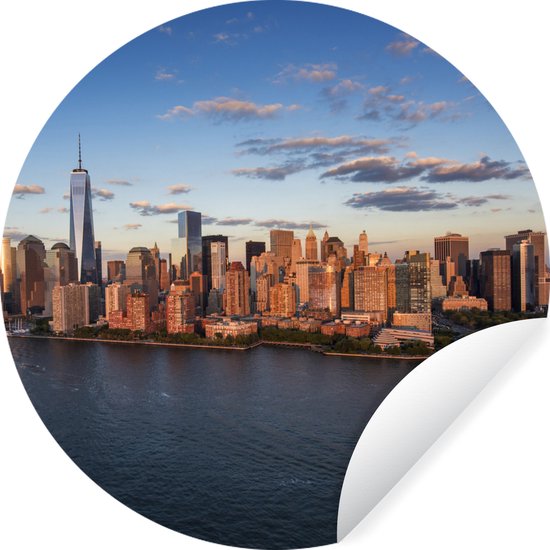 Skyline New York pendant Golden Hour Wall Sticker papier peint cercle ⌀ 120 cm / cercle papier peint / cercle mural / cercle vivant - autocollant & coupe ronde