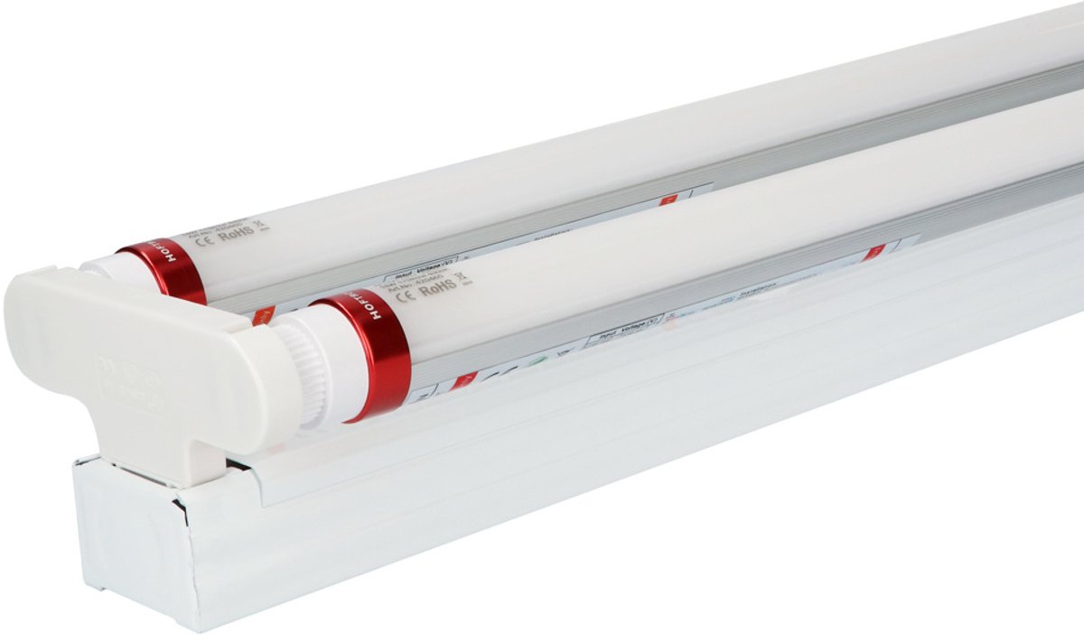 HOFTRONIC 10x LED TL armatuur 150cm dubbel - T8 (G13) - 60W 10500 lumen (175lm/W) - 4000K neutraal wit(840) - Flikkervrij - IP20 Stofdicht Transparant